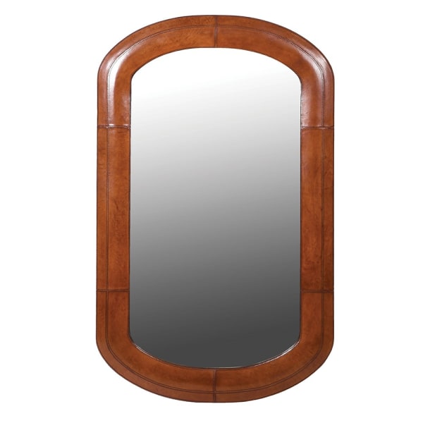 Vintage Brown Leather Framed Mirror – Arched Design & Timeless Appeal - Your Home Interiors - House & Home