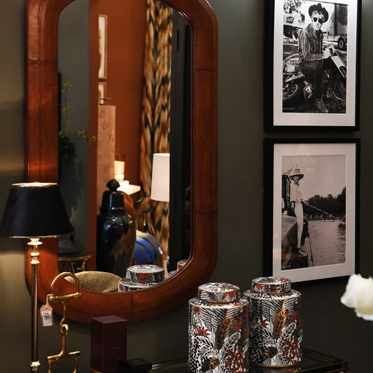 Vintage Brown Leather Framed Mirror – Arched Design & Timeless Appeal - Your Home Interiors - House & Home