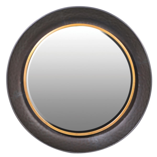 Industrial Black & Gold Round Wall Mirror – Bold Statement Piece - Your Home Interiors - House & Home