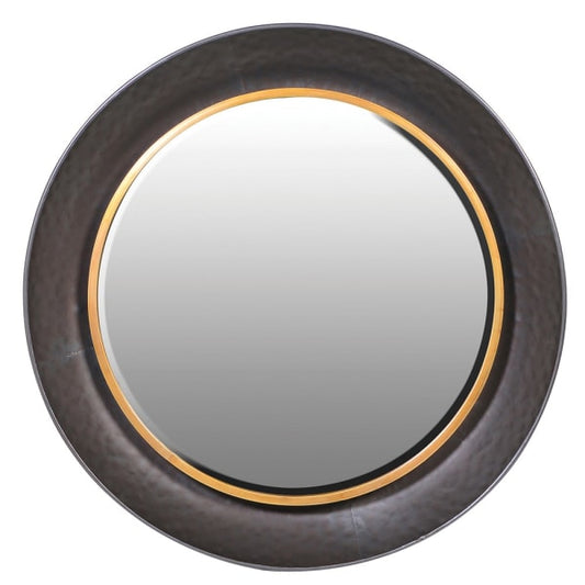 Industrial Black & Gold Round Wall Mirror – Bold Statement Piece - Your Home Interiors - House & Home