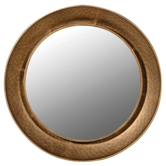 Antique Gold Round Wall Mirror – Elegant Hammered Metal Frame - Your Home Interiors - House & Home