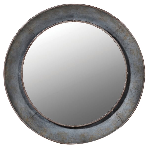 Industrial Grey Iron Round Wall Mirror – Rustic Metal Frame & Vintage Charm  - Your Home Interiors - House & Home