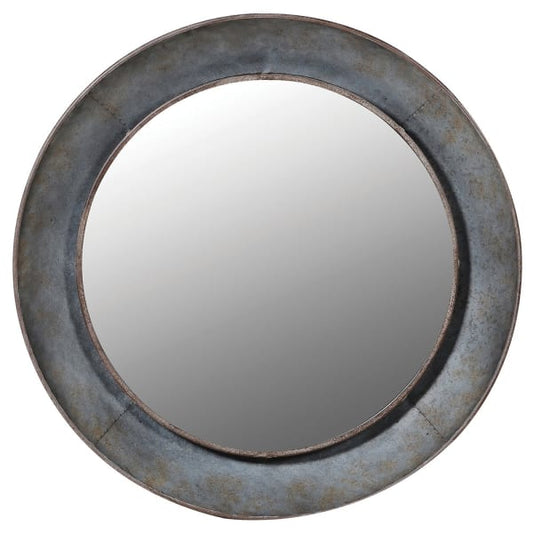 Industrial Grey Iron Round Wall Mirror – Rustic Metal Frame & Vintage Charm  - Your Home Interiors - House & Home