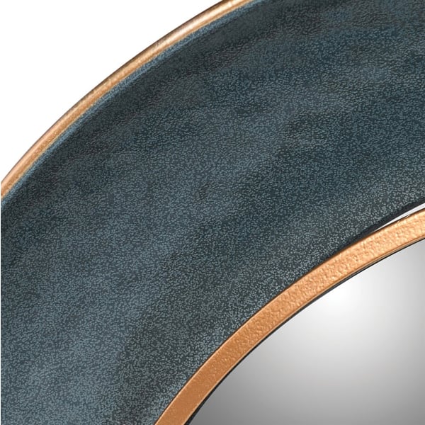 Elegant Blue & Gold Round Wall Mirror – Iron Frame & Modern Design - Your Home Interiors - House & Home