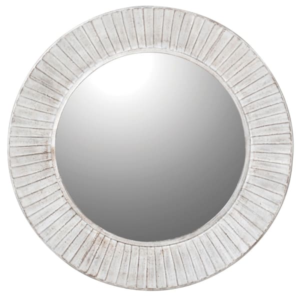 
Rustic Whitewashed Round Wall Mirror – Textured Frame & Distressed Finish - Your Home Interiors - House & Home 