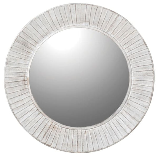 
Rustic Whitewashed Round Wall Mirror – Textured Frame & Distressed Finish - Your Home Interiors - House & Home 