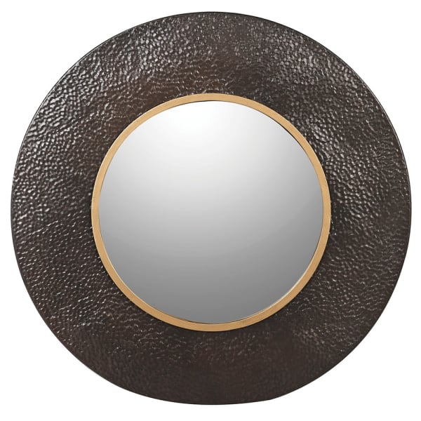 Modern Black & Gold Round Wall Mirror – Textured Frame Design 
- Your Home Interiors - House & Home