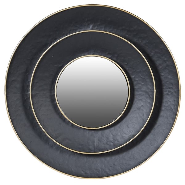 Stylish Black Round Wall Mirror – Layered Iron Frame with Gold Accents 
- Your Home Interiors - House & Home