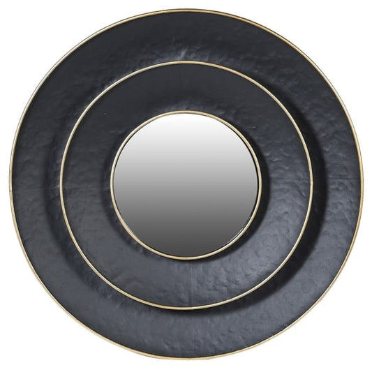 Stylish Black Round Wall Mirror – Layered Iron Frame with Gold Accents 
- Your Home Interiors - House & Home