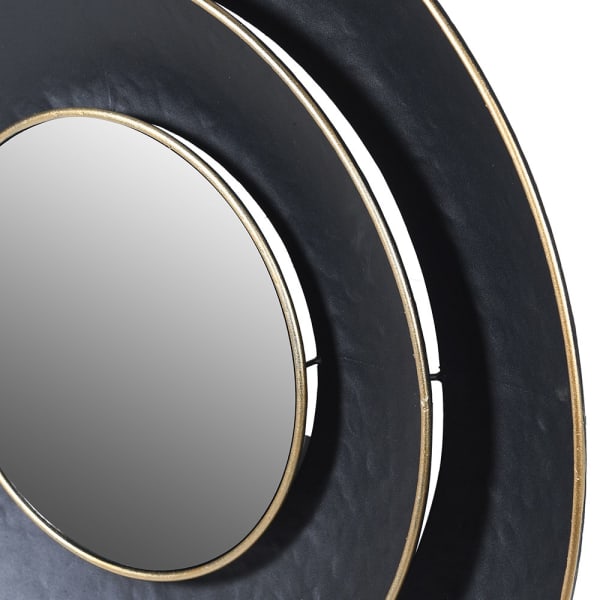 Stylish Black Round Wall Mirror – Layered Iron Frame with Gold Accents 
- Your Home Interiors - House & Home