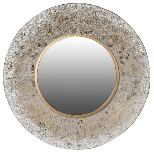 Luxury Round Wall Mirror – Textured Frame with Gold Accents 
- Your Home Interiors - House & Home