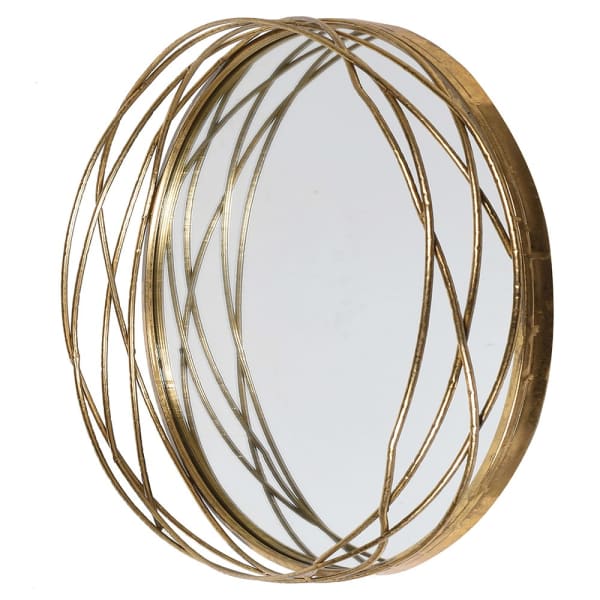 Contemporary Gold Wireframe Round Wall Mirror – Artistic Iron Design - Your Home Interiors - House & Home
