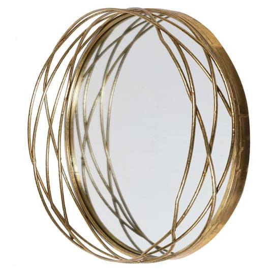 Contemporary Gold Wireframe Round Wall Mirror – Artistic Iron Design - Your Home Interiors - House & Home