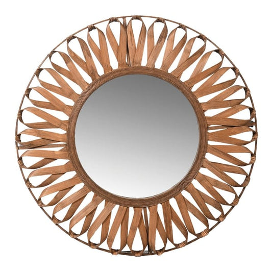 Bohemian Bamboo Round Wall Mirror – Natural Woven Frame - Your Home Interiors - House & Home