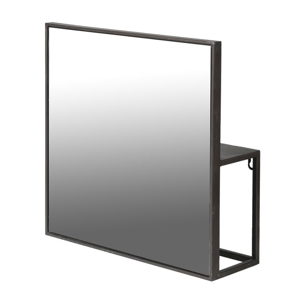 Modern Black Iron Wall Mirror – Space-Saving Shelf & Sleek Design - Your Home Interiors - House & Home