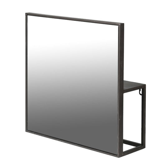 Modern Black Iron Wall Mirror – Space-Saving Shelf & Sleek Design - Your Home Interiors - House & Home
