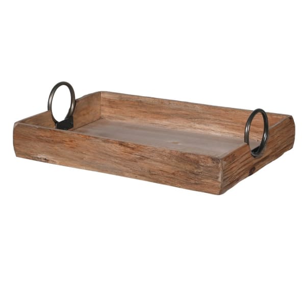 Rustic Firwood Serving Tray – Sturdy Wooden Design with Black Iron Handles - Your Home Interiors - House & Home