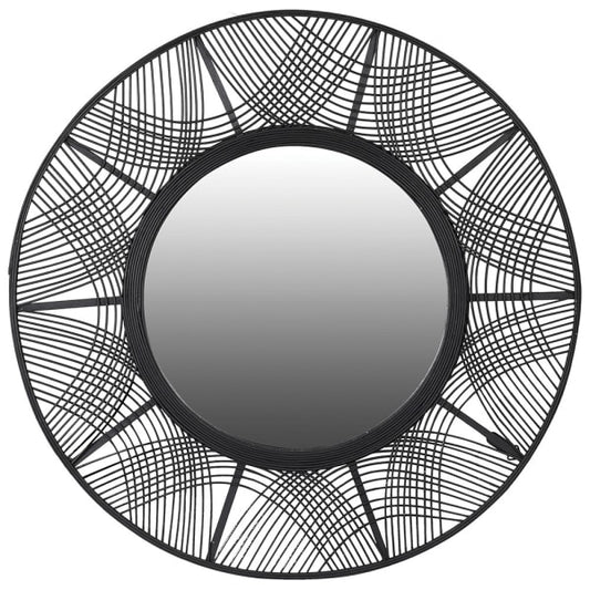 Boho Black Bamboo Round Mirror – Intricate Woven Frame & Statement Design - Your Home Interiors - House & Home
