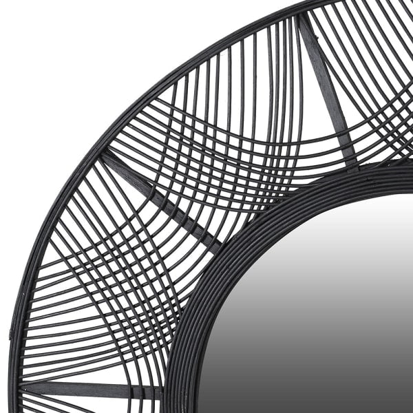 Boho Black Bamboo Round Mirror – Intricate Woven Frame & Statement Design - Your Home Interiors - House & Home