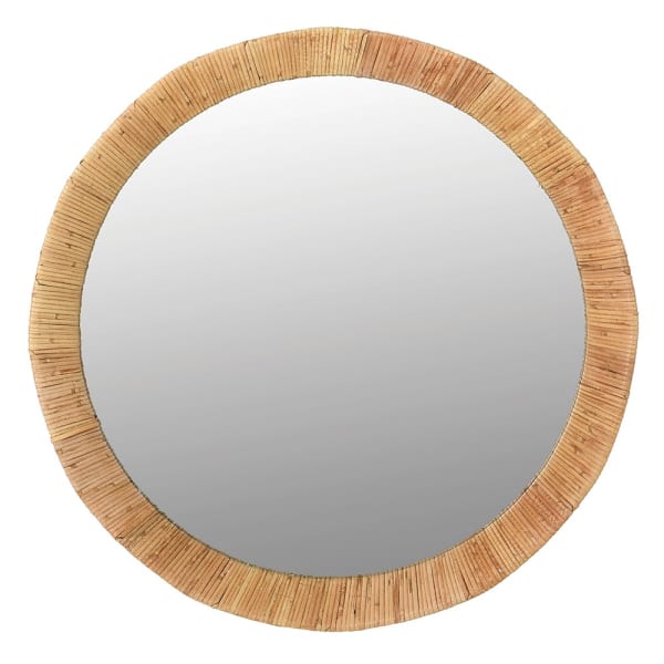 Elegant Boho Natural Wood Round Mirror – Handcrafted Fir & Plywood Frame - Your Home Interiors - House & Home