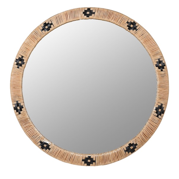 Elegant Boho Rattan Round Mirror – Handwoven Frame & Black Accents - Your Home Interiors - House & Home