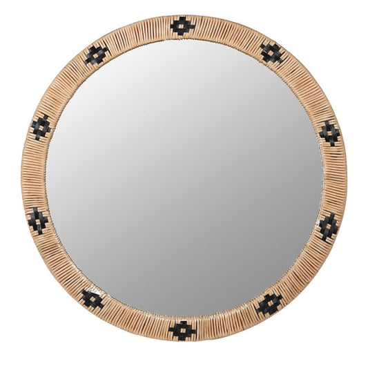 Elegant Boho Rattan Round Mirror – Handwoven Frame & Black Accents - Your Home Interiors - House & Home