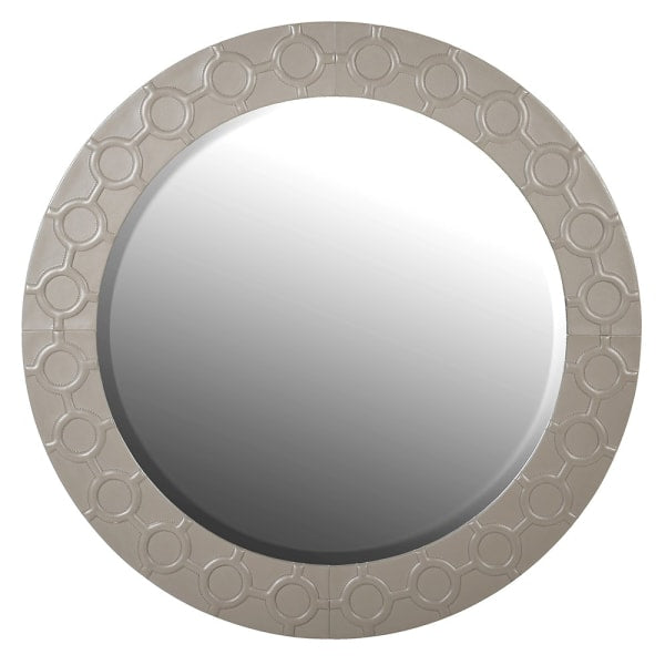 Sophisticated Leather Framed Round Mirror – Embossed Design & Large Size - Your Home Interiors - House & Home
