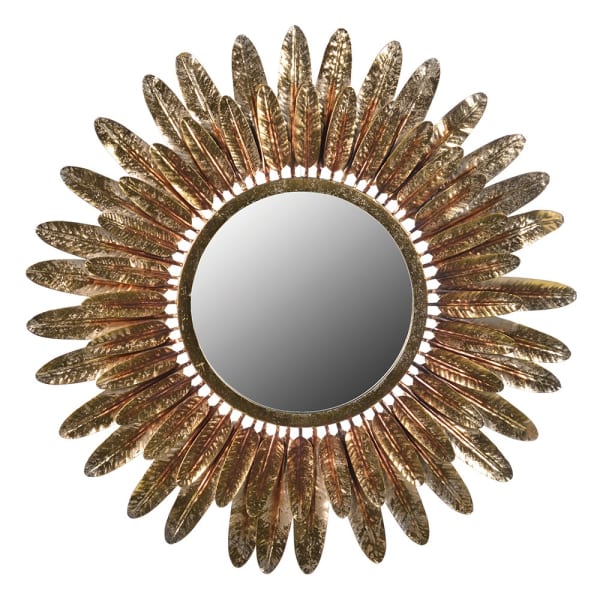 Gold Sunburst Round Mirror – Handcrafted Metal Frame & Radiant Design - Your Home Interiors - House & Home