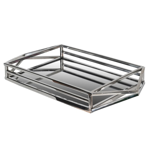 Luxury Mirrored Serving Tray – Elegant Chrome Frame & Modern Design - Your Home Interiors - House & Home