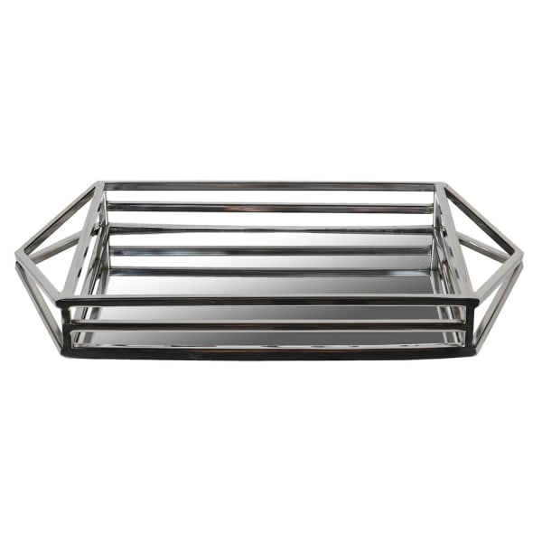 Luxury Mirrored Serving Tray – Elegant Chrome Frame & Modern Design