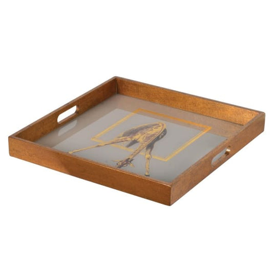 Decorative Bird Print Glass Serving Tray – Gold Accents & Timeless Appeal - Your Home Interiors - House & Home