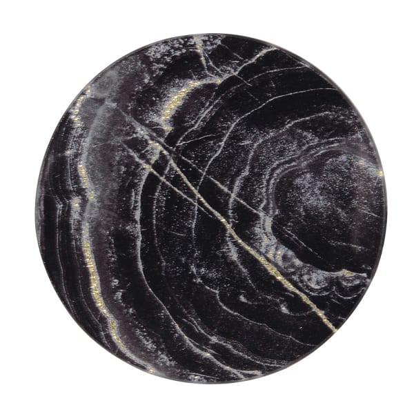 Elegant Black Marble Effect Glass & Plastic Round Coaster Set – Gold Holder Included - Your Home Interiors - House & Home