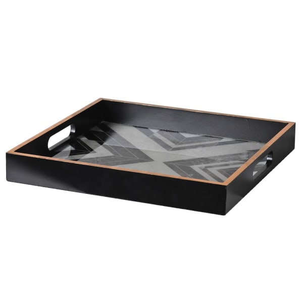 Modern Black Geometric Pattern Serving Tray – Gold Trim & Stylish Finish - Your Home Interiors - House & Home
