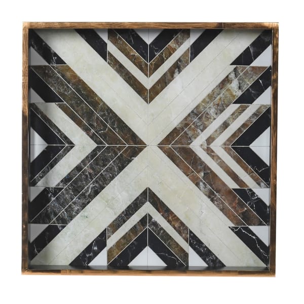 Modern Black Geometric Pattern Serving Tray – Gold Trim & Stylish Finish - Your Home Interiors - House & Home
