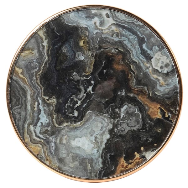 Elegant Black & Gold Marble Effect Round Coaster Set – Glass & Plastic with Holder - Your Home Interiors - House & Home