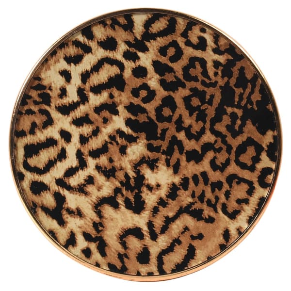 Elegant Leopard Print Glass & Plastic Round Coaster Set – Gold Holder Included - Your Home Interiors - House & Home