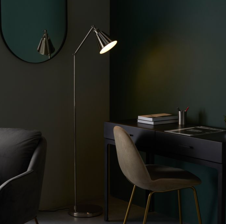 Modern Chromed Nickel Floor Lamp With Adjustable Head