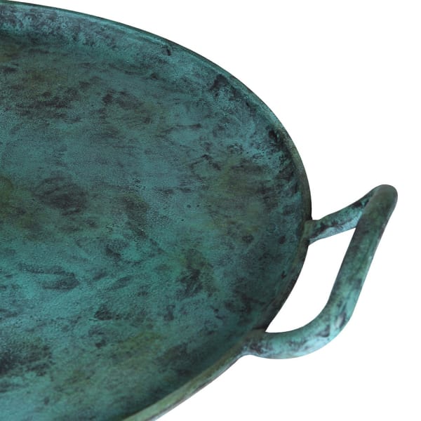 Rustic Verdigris Aluminium Serving Tray – Vintage Handles & Weathered Finish - Your Home Interiors - House & Home