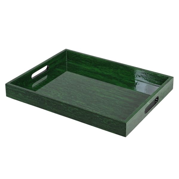 Modern Green Serving Tray – High-Gloss Finish & Cutout Handles - Your Home Interiors - House & Home