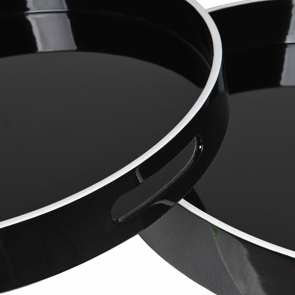 Modern Black Round Serving Tray Set – High Gloss Lacquer Finish & Cutout Handles - Your Home Interiors - House & Home