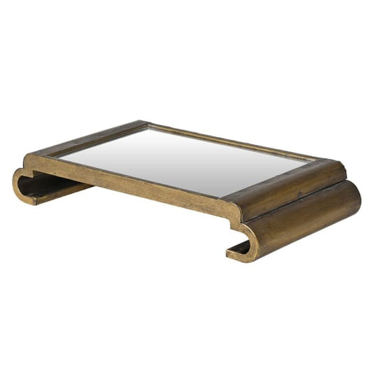 Antique Gold Mirrored Tray – Iron Frame & Elegant Scroll Design - Your Home Interiors - House & Home
