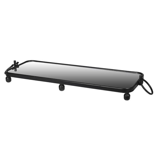 Modern Black Mirrored Tray – Iron Frame & Elevated Footed Design - Your Home Interiors - House & Home