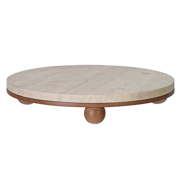 Elegant Round Marble & Wood Tray – Elevated Footed Design for Serving & Display - Your Home Interiors - House & Home