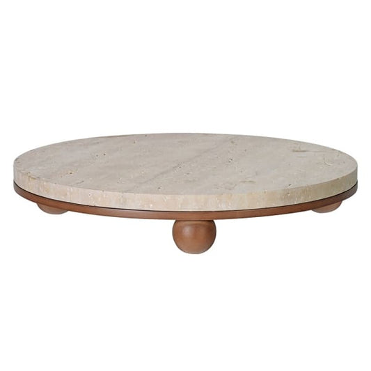 Elegant Round Marble & Wood Tray – Elevated Footed Design for Serving & Display - Your Home Interiors - House & Home