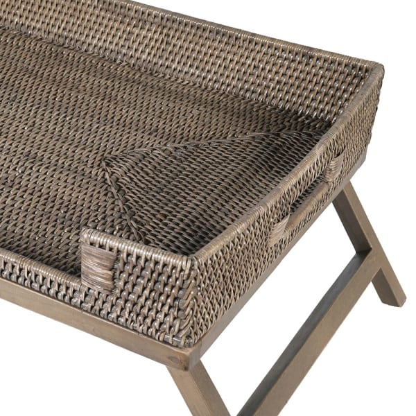 Rattan & Mahogany Breakfast Tray – Handwoven Design with Foldable Legs - Your Home Interiors - House & Home