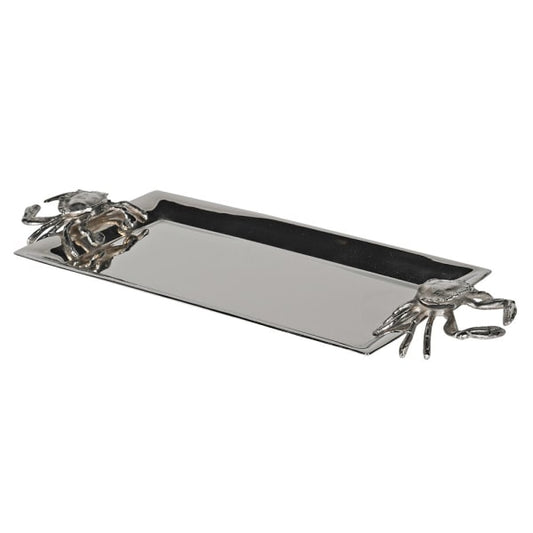 Coastal Steel & Brass Serving Tray – Polished Finish with Crab Handles - Your Home Interiors - House & Home