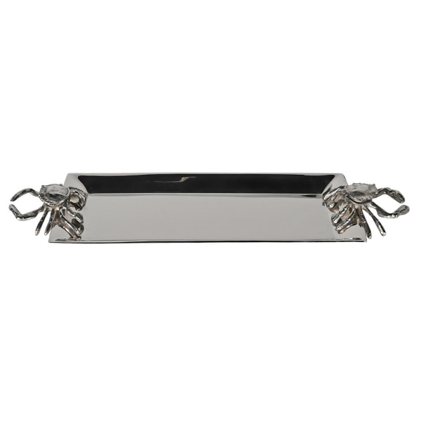 Coastal Steel & Brass Serving Tray – Polished Finish with Crab Handles - Your Home Interiors - House & Home