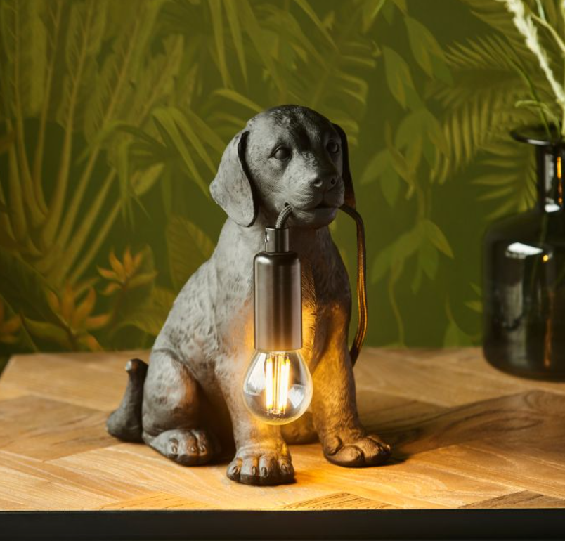 Quirky Matte Black Dog Design Table Lamp -12 cm
