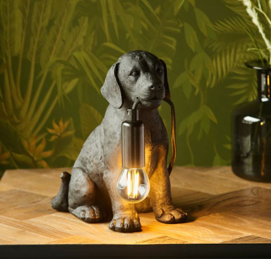 Quirky Matte Black Dog Design Table Lamp -12 cm