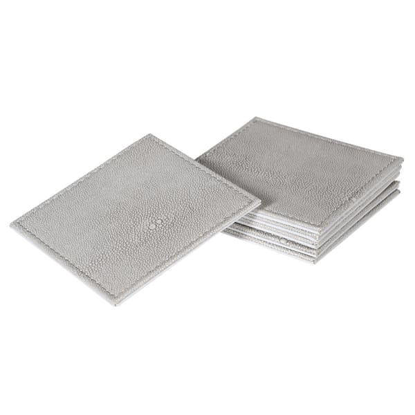 Elegant Ivory Faux PU Leather Square Coaster Set – Textured Finish & Modern Design - Your Home Interiors - House & Home